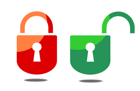 Opened and closed padlock on white background vector 10のイラスト素材
