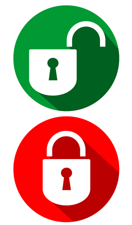 Open and closed padlock flat design vector eps 10のイラスト素材
