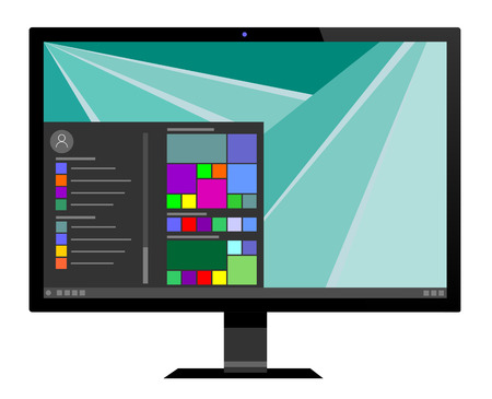 Modern computer monitor with icon on screen. Isolated on white vector eps 10のイラスト素材