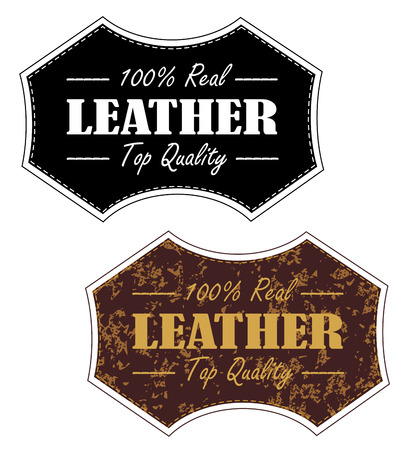 Vintage 100% Leather Product Stamp in both clean and distressed vector eps 10のイラスト素材