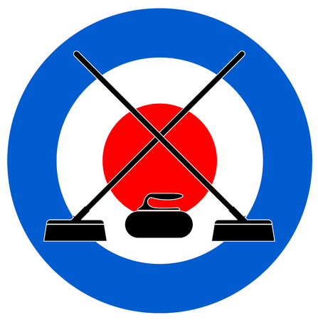 Brooms and stone for curling on Curling House vectorのイラスト素材
