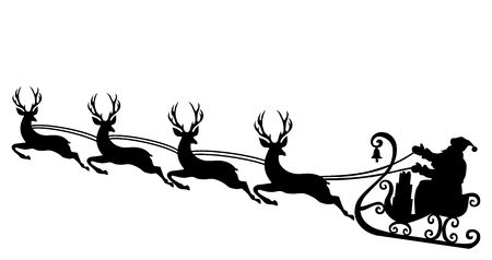 Santa and reindeer silhouette vector eps 10のイラスト素材