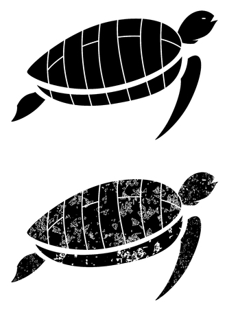 black grunge turtle on white background vectorのイラスト素材