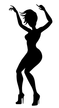 Young woman dancing on high heels vector.のイラスト素材