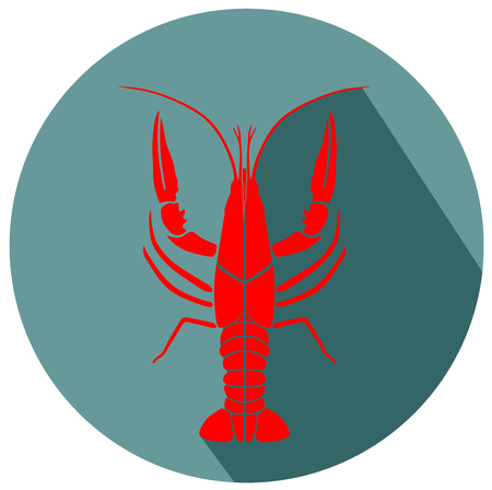crayfish red flat design icon vector eps 10のイラスト素材