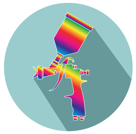 Paint spray gun color flat design icon vector.のイラスト素材