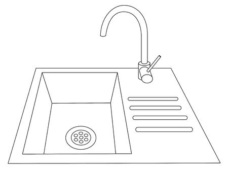 Modern Kitchen worktop with sink vector eps 10のイラスト素材