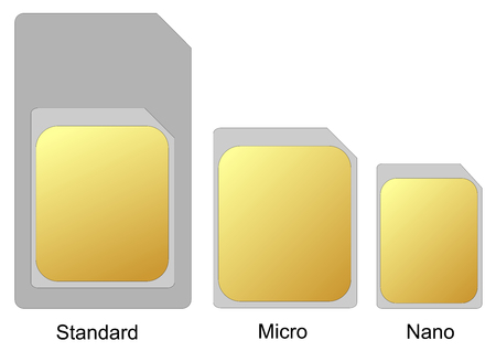 Mobile phone sim card set standard micro and nano sim card vector eps 10のイラスト素材