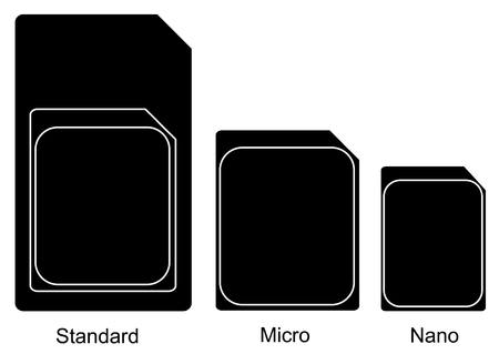 Mobile phone sim card set standard micro and nano sim card vector eps 10のイラスト素材