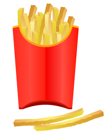 French fries in a red boxのイラスト素材