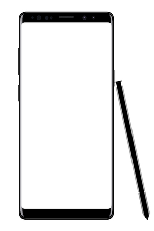 Modern smartphone with pen vector eps 10 isolated on a white backgroundのイラスト素材