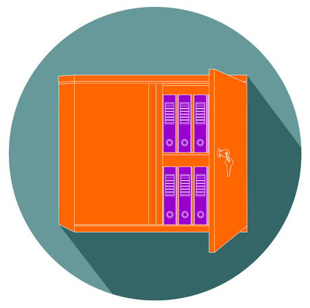 Filing cabinet flat design icon vector eps 10のイラスト素材