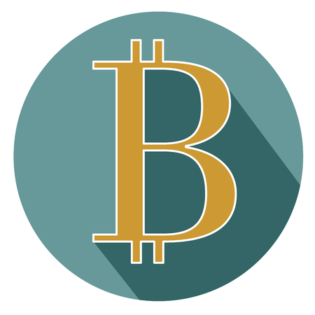 Bitcoin circle icon with long shadow.のイラスト素材