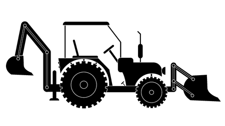 Tractor grader bulldozer silhouette vector eps 10のイラスト素材