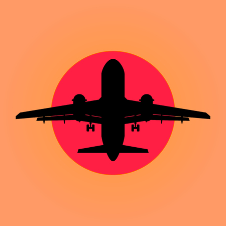 Airplane on the background of sunset vector eps 10のイラスト素材