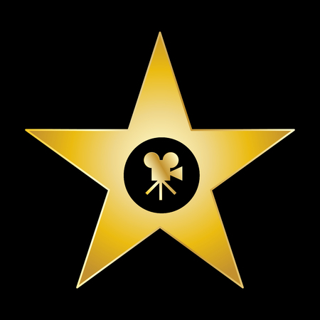Gold star with video recorder icon vector eps 10のイラスト素材