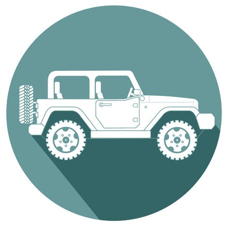 SUV jeep for safari and extreme travel flat design icon vector eps 10のイラスト素材