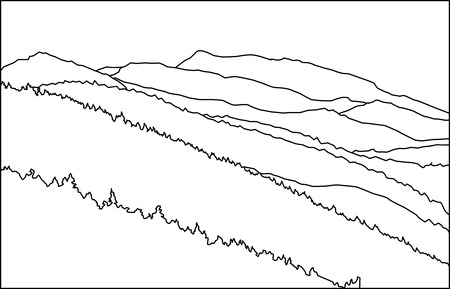 landscape with silhouettes of mountainsのイラスト素材