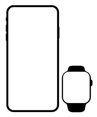 Brand mobile phone black smartphone with smartwatchのイラスト素材