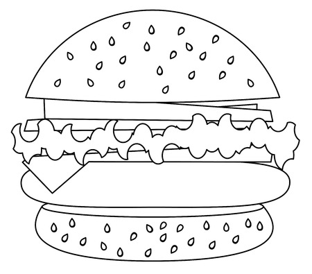 Hamburger Classic Burger American Cheeseburger with Lettuce Tomato Onion Cheese Beef and Sauce Close up isolated on white Background.のイラスト素材