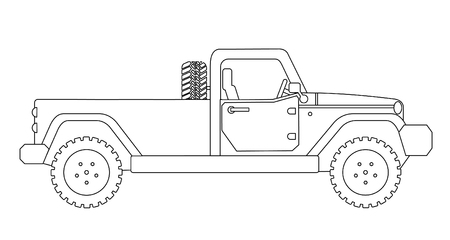 pickup truck. Classic truck.のイラスト素材