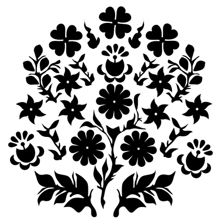 floral folk decorationのイラスト素材