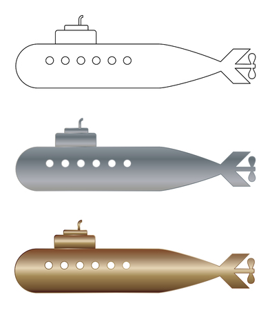 Simple illustration of military submarine set icon for web designのイラスト素材