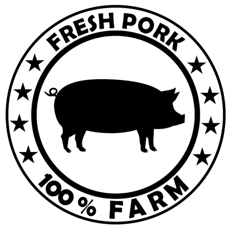 pig silhouette side retro vintage template vector eps 10のイラスト素材
