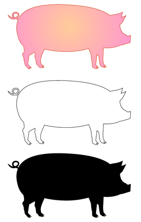 pig silhouette side retro vintage template vector eps 10のイラスト素材