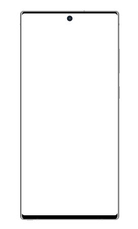 Smartphone with blank screen mock up. Smartphone isolated screen. Mobile phone white screen with copy space isolated on white backgroundのイラスト素材