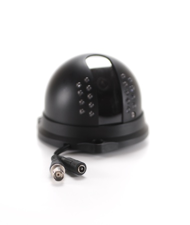 Black isolated video surveillance camera
