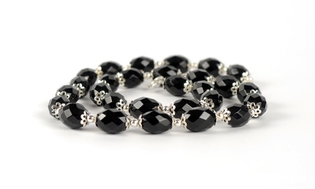 Isolated necklace of black stonesの写真素材