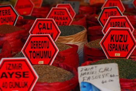 Various spices in Istanbul market, Turkeyのeditorial素材