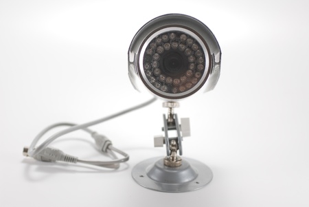 Silver isolated video surveillance camera