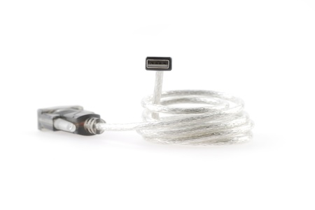 isolated USB to serial cable on white background