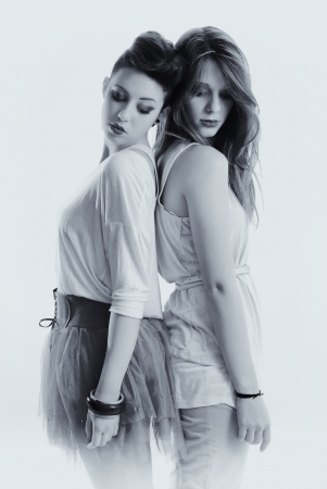 Isolated fashion girls in black and whiteの写真素材