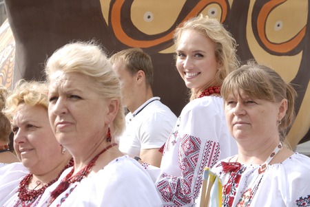 KIEV, UKRAINE - 24 AUGUST 2013 - Indipendence day. Commemoration of the Independence Day (August 24, 1991). People dressed in typical Ukraine dressのeditorial素材