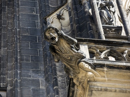 Detailed view on gothic mosaic of St. Vitus cathedral in Prague Castle in Prague, Czech Republicの写真素材