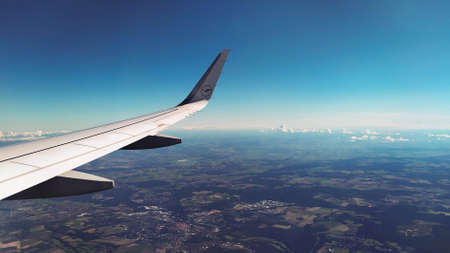 view of germany landscape through the window of the plane