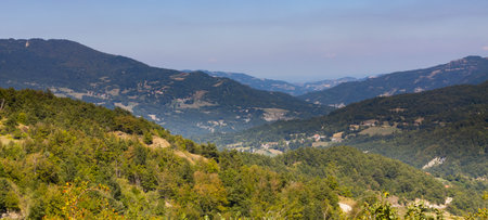 Mountain landscape of Cirone Pass, Toscano Emiliano Park in Parma province, Italy. High quality...