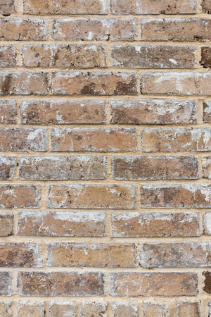 Texture of baked earth-colored bricks on a wall