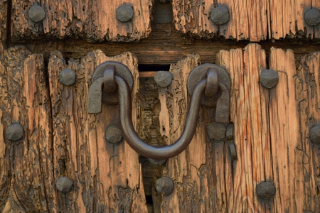 old knocker on a door of Montuiri, Mallorca, Spainのeditorial素材