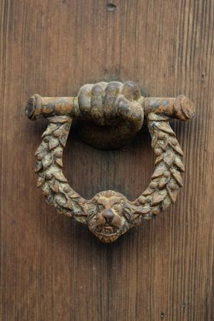 old knocker on a door of Montuiri, Mallorca, Spainのeditorial素材