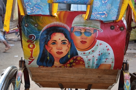 painting on the back of a rickshaw in Sreemangal, Bangladeshのeditorial素材