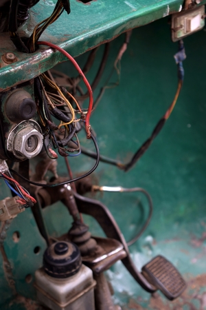 loose cables from a tuk tuk circuit in Sreemangal, Bangladeshのeditorial素材