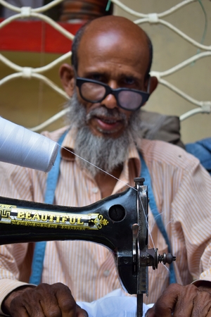 dressmaker in the streets of Dhaka, Bangladeshのeditorial素材