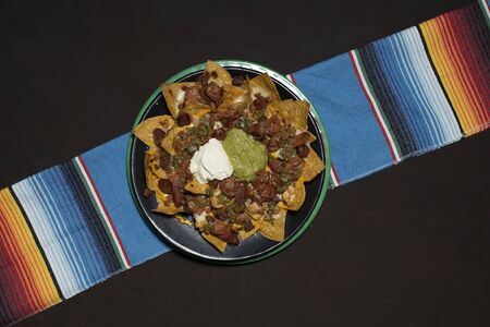 Mexican food nachos with meatの写真素材