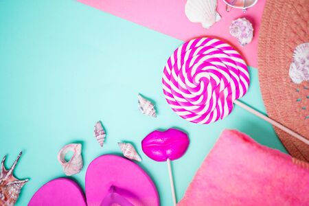 Travel tourism objects, vacation conceptの写真素材