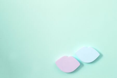 cosmetic sponges and foundationの写真素材