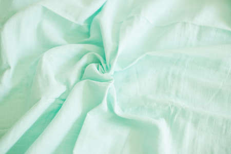 Beautiful mint muslin fabric, top viewの写真素材
